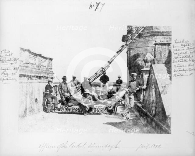 Picket officers at the Alambagh, Lucknow, during the Indian Mutiny, 1858. Creator: Patrick Fitzgerald.
