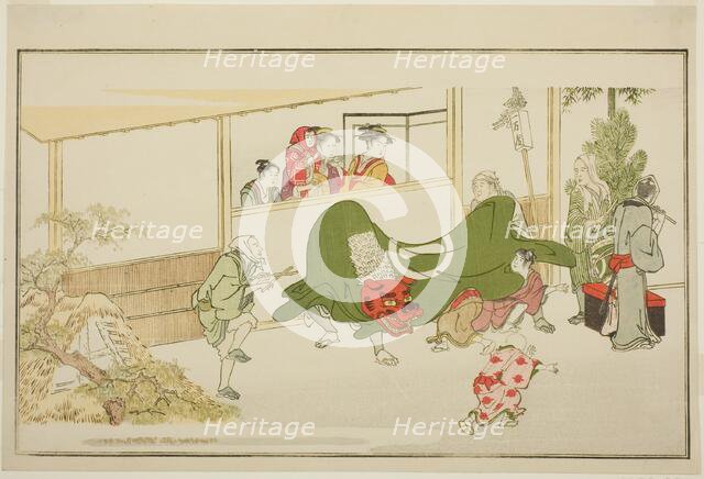 New Year Street-Performers, from the illustrated kyoka anthology "The Young God..., New Year, 1789. Creator: Kitagawa Utamaro.