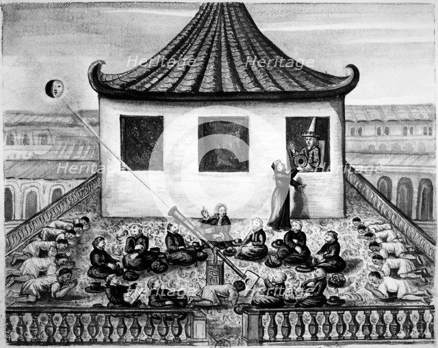 Missionaries showing the King of Siam a solar eclipse. Artist: Unknown