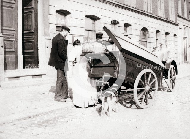 People and dogcart, Antwerp, 1898. Artist: James Batkin