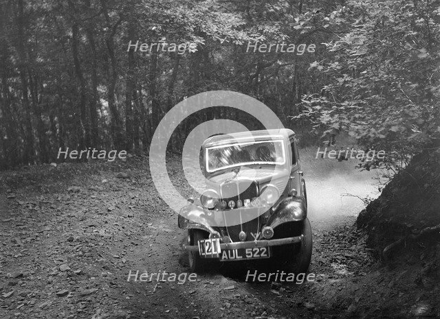 Standard Little Nine saloon, B&HMC Brighton-Beer Trial, Fingle Bridge Hill, Devon, 1934. Artist: Bill Brunell.