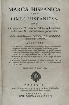 "Marca Hispanica sive limes hispanicus", 1688.  Creator: Pierre de Marca.