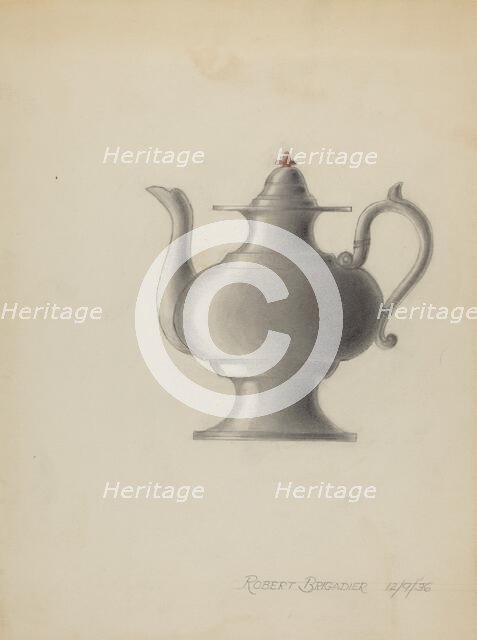 Pewter Teapot, 1936. Creator: Robert Brigadier.
