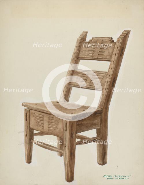 Wooden Chair, c. 1939. Creator: Majel G. Claflin.