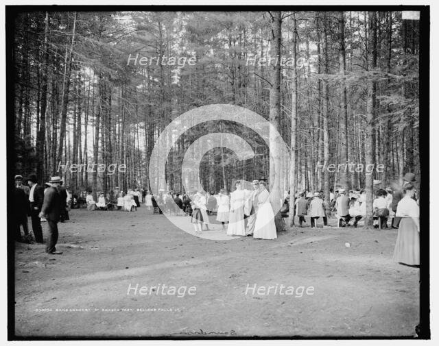 Band concert at Barber Park, Bellows Falls, Vt., between 1900 and 1910. Creator: Unknown.