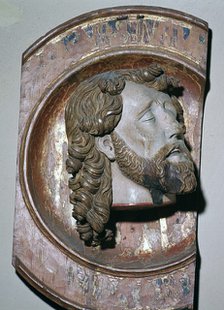 Woodcarving of the head of John the Baptist. Artist: Unknown