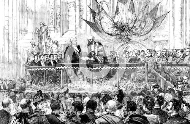 Presentation of the Freedom of the City of London to Mr. Stanley at Guildhall, 1890. Creator: P Naumann.