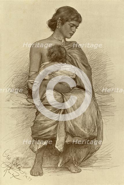 Young mother, Kandy, Ceylon, 1898. Creator: Christian Wilhelm Allers.
