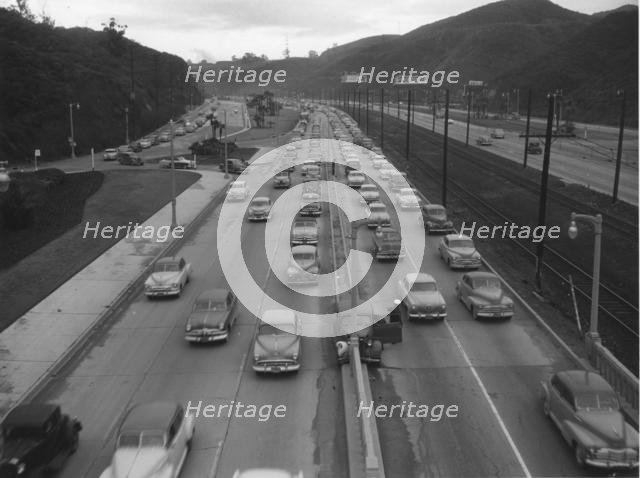 Traffic on American highway in the 1950's. Creator: Unknown.
