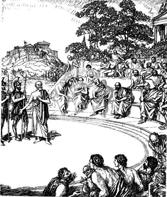 Trial of Socrates, Ancient Greek philosopher, 399 BC (19th century). Artist: Unknown