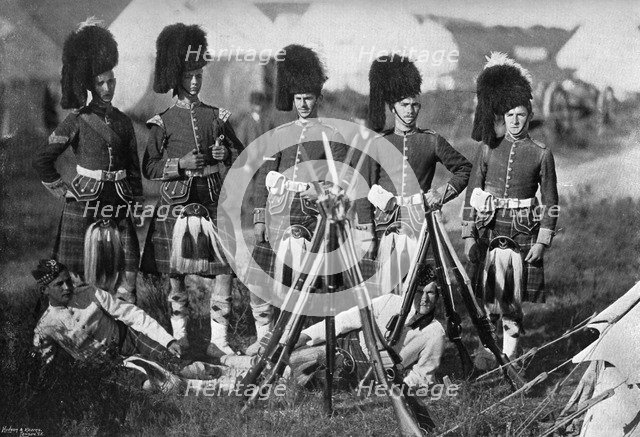 A camp guard of the Seaforth Highlanders at the New Forest manoeuvres, Hampshire, 1896.Artist: Gregory & Co