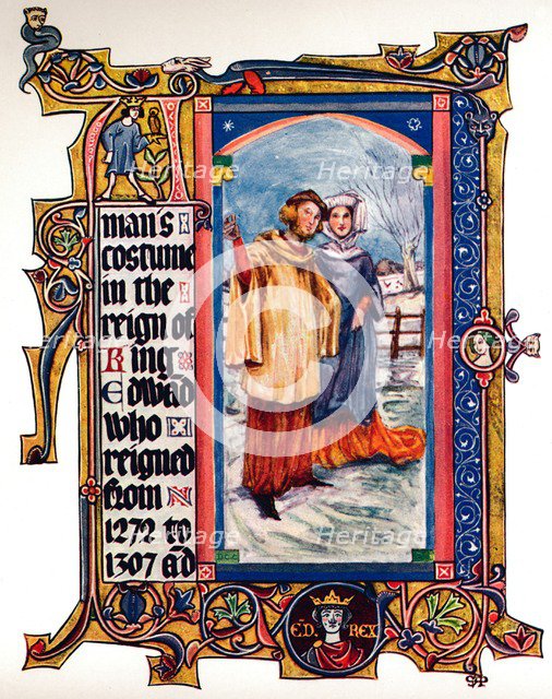 Man's Costume in the Reign of King Edward I, (1909). Artist: Unknown