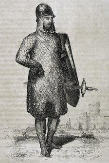 Military costume of the Goths, 1852. Creator: Coderch.