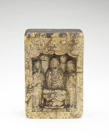 Seated Buddha with bodhisattvas (obverse); Seated Buddha..., (reverse), Period of Division, 548 CE. Creator: Unknown.