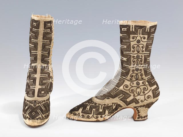 Evening boots, probably French, 1885-90. Creator: Unknown.