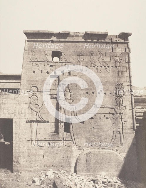 Ile de Fileh (Philæ), Deuxième Pylône - Partie Orientale Vue de la Pla..., 1851-52, printed 1853-54. Creator: Félix Teynard.