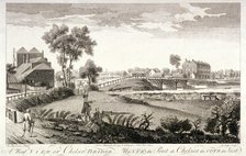 West view of Chelsea Bridge, London, c1760. Artist: William Lodge