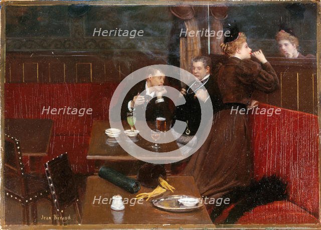 Three characters in a cafe, c1890. Creator: Jean Beraud.
