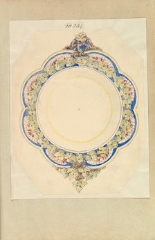 Design for an Eight- Lobed Platter with Leaf Handles, 1845-55. Creator: Alfred Crowquill.