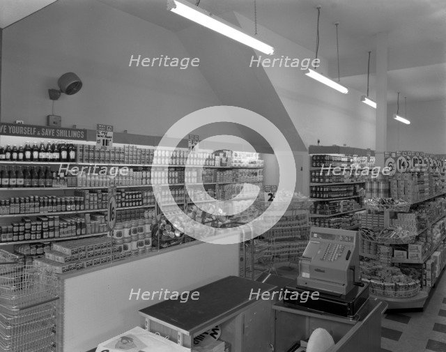 Carlines Self Service Store in Mexborough, South Yorkshire, 1960. Artist: Michael Walters