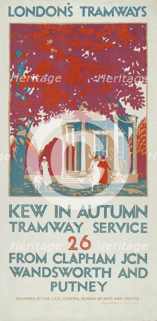 'Kew in Autumn', London County Council (LCC) Tramways poster, 1925. Artist: Leslie Porter