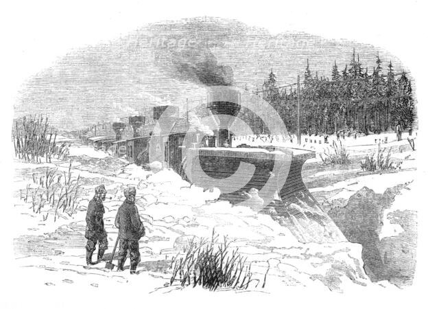 Snow-Plough on the Grand Trunk Railway of Canada, 1870. Creator: Unknown.