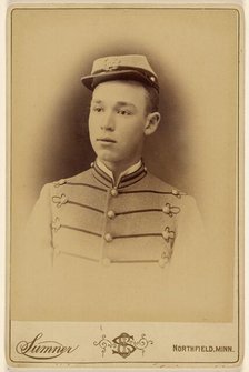 Vignette portrait of a young soldier, 1870s. Creator: Ira E Sumner.