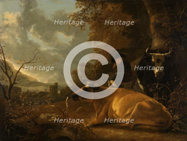 Landscape with Cows and a Young Herdsman, c.1675-c.1725. Creator: Unknown.