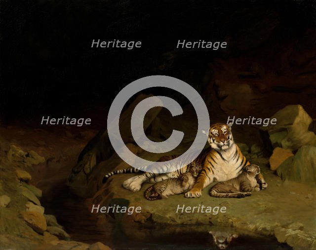 Tiger and Cubs, ca. 1884. Creator: Jean-Leon Gerome.