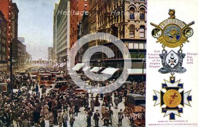 Rush hour scene on a street in Chicago, Illinois, 1910. Artist: Unknown