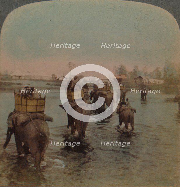 'Returning to camp after a day's shoot, Bebar jungle, India', 1909. Artists: Elmer Underwood, Bert Elias Underwood.