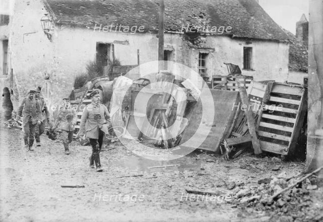 Street barricade in French town, between 1914 and c1915. Creator: Bain News Service.