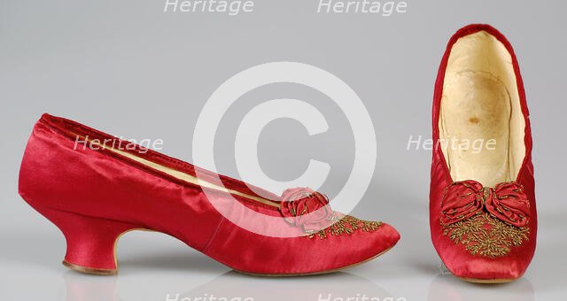 Evening slippers, French, 1875-85. Creator: Unknown.