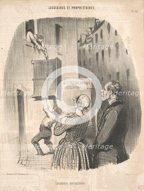 Locataires noctambules, 19th century. Creator: Honore Daumier.