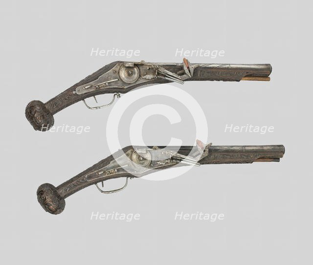 Pair of Wheellock Pistols, Nuremberg, c. 1570. Creator: Unknown.