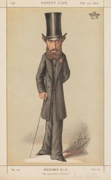 Vanity Fair: Statesmen No. 67 "The representative of Romance", 1870. Creator: Carlo (Ape) Pellegrini (Italian, 1839-1889).