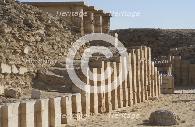 Limestone walls, Djoser's complex, Saqqara, Egypt, Old Kingdom, 3rd Millennium (2003). Creator: Unknown.