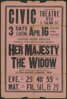 Her Majesty the Widow 2, Syracuse, NY, 1936. Creator: Unknown.