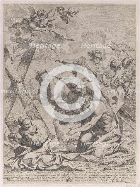 Saint Andrew praying before a crucifix, 1640-70. Creator: Francesco Giovani.