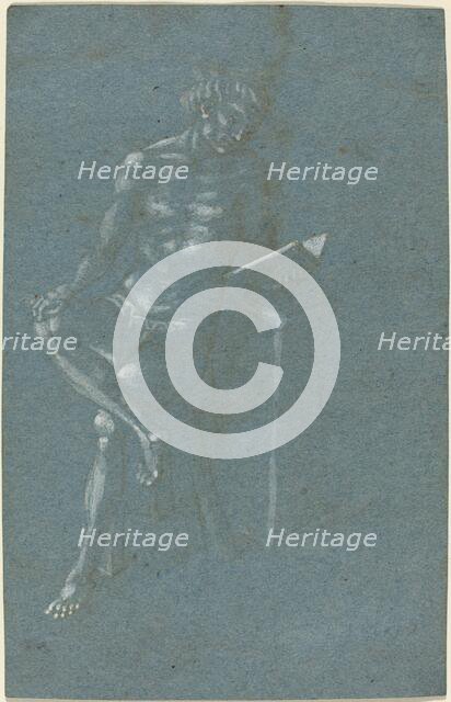 A Young Man Sitting on a Stool Reading a Book (recto); The Fall of Man (a fragment...(verso), c1450. Creators: Unknown, Domenico Veneziano.