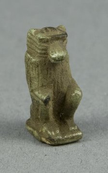 Amulet of the God Thoth as a Seated Baboon, Egypt, Late Period, Dynasties 26-31 (664-332 BCE). Creator: Unknown.