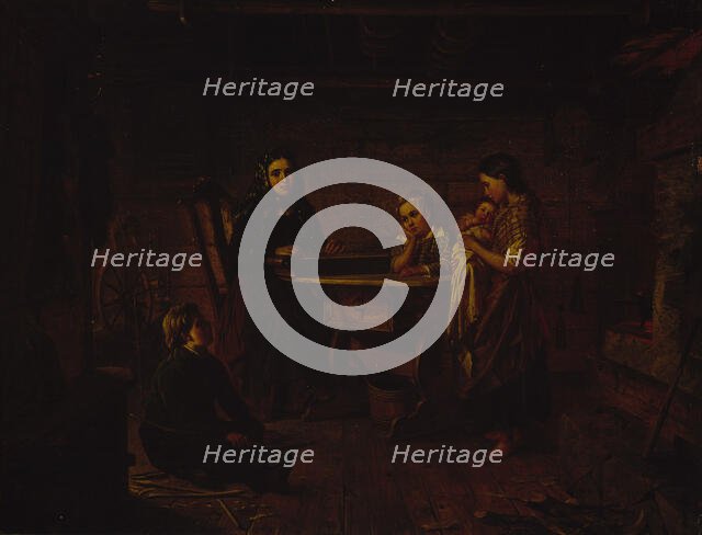 Crete Haapasalo Playing the Kantele, 1857. Creator: Robert Wilhelm Ekman.