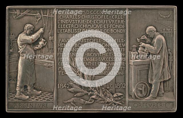 Fiftieth Anniversary of the Christofle Company, 1842-1892 [reverse], 1892. Creator: Louis Oscar Roty.