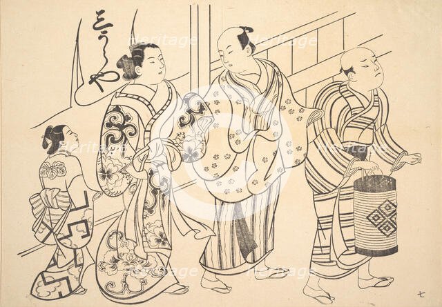 A Man Attended by a Servant Carrying a Lantern. Creator: Unknown.