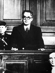 Trial of the French pro-Nazi author Robert Brasillach, Paris, 1945. Artist: Unknown