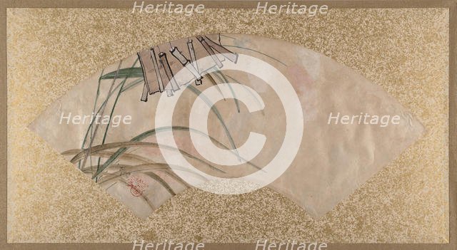 Flowers (pink and white) and Leaves, Clappers, late 19th century. Creator: Shibata Zeshin.