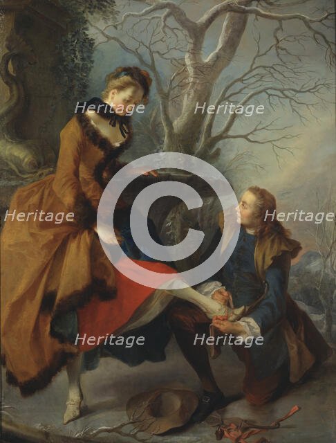 Fastening the Skate, c18th century. Creator: Nicolas Lancret.