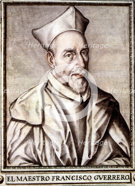 Francisco Guerrero (1528-1599). Spanish composer, engraving in the book 'Libro de descripción de …