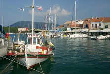 Fiskardo harbour, Kefalonia, Greece.