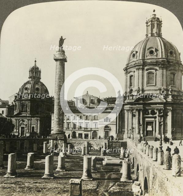 'Trajan's Forum and Column (147 feet high), (N.W.), Rome, Italy', c1909. Creator: Unknown.